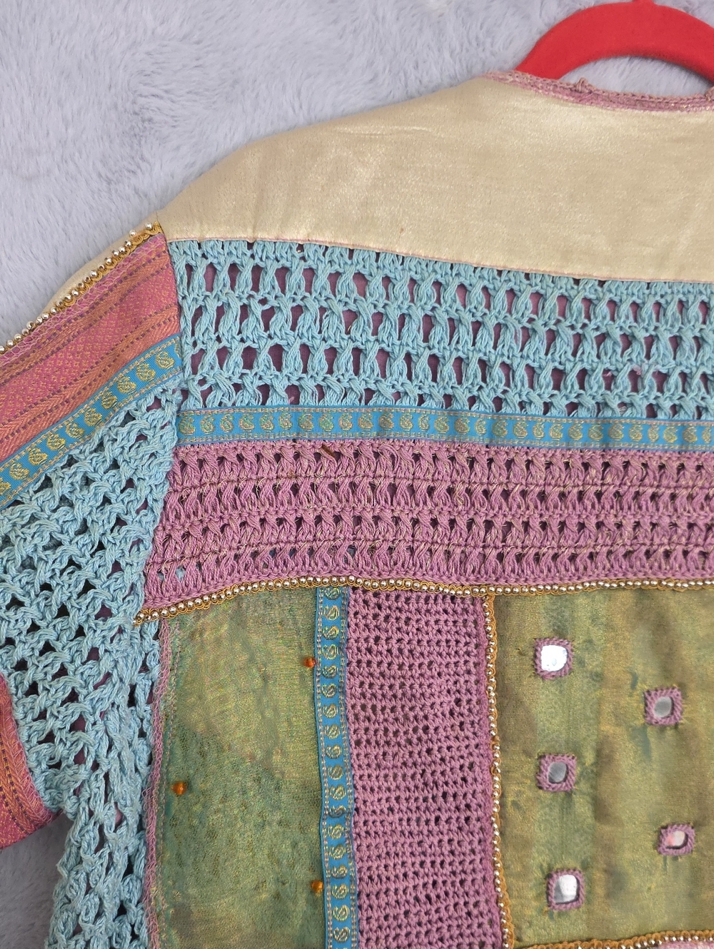 Sandy Starkman Pink Crochet Beaded Boho Vest - Picture 8 of 10